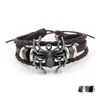 Charm Bracelets Europe Fashion Jewelry Retro Mens Leather Bracelet Spider Cowe Woven Beaded Drop Delivery Dhztu