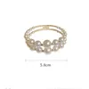 Bangle Lovelink Korean Elegant Irregular Round White Pearl Bracelets Girls Adjustable Double Layer Zircon Women Fine Jewelry