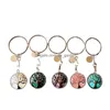 Keychains Lanyards Tree Of Life Reiki Healing Natural Stone Chakra Amethyst Pink Rose Crystal Key Rings Women Men Jewelry Dhgarden Dh13H