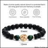 Fili di perline Bracciale con ciondoli regolabile Pietra naturale Perlina opaca Yoga Guarigione Cristallo Stretch Buddha Per donna Uomo Consegna drop J Oteib