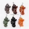 Pendant Necklaces Animal Natural Stone Owl Elephant Turtle Goldfish Love Wish Style Necklace Jewelry For Party Gifts Drop Delivery Pe Dhrir