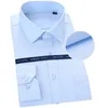 Herrklänningsskjortor Pure Cotton Overdimensionerad skjorta för män Långärmad randig Solid Formal Man's Shirts 8xl White Square Collar Bekväma kläder 230201