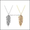 Dangle Chandelier Fashion Love Wings Bohemian Feather Leaf Crystal Pendant Link Chain Necklace Or Earrins Women Valentines Day Gif Otkrx