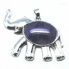 Colliers de pendentif 1pc Lovers Charms Elephant Pendants Lapis Lazuli Tiger Eye Eye Green aventurine Amethystz Rose Quartzz 45x30mm