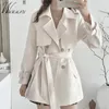 Kopa damska płaszcza jesienna koreańska moda na średnią długość Kobiet Koronkowy kombinezon wiatrówki kołnierz gabardinas Mujer Doublebreasted Owewear 230202