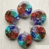 Charms harts retro reiki helande chips sten naturliga 7 chakras orgone energi runda hängen grossist droppleverans smycken dhgarden dhqyv