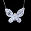 Pendentif Colliers CAOSHI Délicat Papillon Collier Pour Femmes De Luxe Incrusté Cristal Zircone Pierre Mode De Mariage Bijoux Cadeau