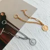 Charm Bracelets Portrait Coin Chain Toggle Clasp Think Link For Women Gold Silver Color Titanium Steel