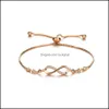 Catena a maglie Fashion Infinity Charms Bracciali Bracciale in cristallo Colore argento Fiore rosa regolabile per donne Ragazze Drop Delivery Jewelr Oti6N