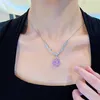 Pendant Necklaces WPB Original Design Cherry Blossom Pink Diamond Necklace Shining High Carbon Diamond Water Drop Necklace Female Luxury Jewelry G230202