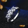 Bandringe 3 Stein CZ Verlobungsring 925 Sterling Silber für Frauen Jahrestag Hochzeit Schmuck 1234 T2 Drop Lieferung DHTBI