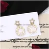 Dangle Avize Moda Takı S925 Sier Needle Stars Küpe Kristal Boncuklar Daire Damla Damla Teslimat DHT58