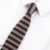 Bow Ties Brand High Quality Men's Fashion 6cm randig smal stickad nacke casual brittisk stil slips för män med presentförpackning