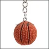 Key Rings Simation Resin Basketball Sport Keychains Leuke sportringtas Pendat voor herenaccessoires 1960 T2 Drop Delivery Jewelr DH2KV