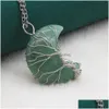 Collares pendientes Piedra de luna Estilo de alambre de piedras preciosas naturales para niñas Joyería de la suerte Amor Deseo Regalo Entrega de gota Colgantes Dhiqa