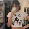 スパイシーガールズブラックラウンドネックプリント半袖Tシャツの女性デザイナーセンスサマーショートスタイル露出普通のドレス