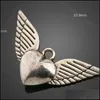 Charms Angel Heart Wings Spacer Charm P￤rlor Pendants 200st/Lot Antique Sier Alloy Handgjorda smycken Fyndkomponenter DIY L189 331 DHGFX