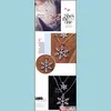 Pendant Necklaces Fashion Rhinestone Snowflake Long Chian Sweater Chain Double Layers Snow Necklace For Women Christmas Gift Drop De Otaoq