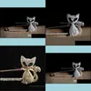 Pins Brooches Brooch Beautifly Jewellery South Korea Greeneyed Cat Rhinestone Animal Pin Christmas Drop Delivery Jewelry Dhjsa