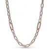 Pendanthalsband original 925 Sterling Silver Necklace Rose Gold Me Styling Small Link Chain Halsband för kvinnor Europa pärla charm DIY smycken G230202