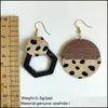 Dangle Chandelier Splicing Wood Genuine Leather Earrings For Women Horse Hair Leopard Cow Color Round Pendant Fashion Jewelry Drop Otvwy