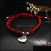 Bracelets à breloques fait à la main coeur maman bracelet tressé fil rouge chaîne je t'aime corde pour les cadeaux de fête des mères bijoux femmes Drop Delive Otyae