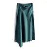 Skirts Irregular Satin Half Skirt Spring Women High Waist Long Mid-Calf Autumn Ladies Elegant Side Zipper Casual