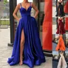 Casual Dresses Woman Dress Side Slit A-Line Satin Sleeveless Spaghetti Straps Banquet Sexy Sweetheart Evening Party Vestidos