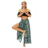 Women's Pants 2023 National Style Digital Printed Wide Leg Nipol Outdoor Fitness Yoga Women Sport Clothing Loose High Split