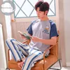 Men's Sleepwear Cotton Pyjamas Couple Pajamas Set Casual Masculine Nightgowns Pijamas Plus 3XL Home Clothing