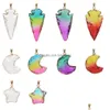 Pendant Necklaces Moon Star Shape Colored Crystal Stone Pendants Natural Gemstone For Necklace Women Jewelry Drop Delivery Dhw5N