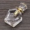 Pendentif Colliers À La Mode Huile Essentielle Diffuseur Bouteille Collier Pendentifs À Facettes Améthyste Fluorite Pour Reiki Guérir Bijoux Cadeaux