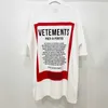 T-shirt da uomo di buona qualità VETEMENTI T-shirt moda da uomo 1 1 Vetements Camicie oversize Colletto posteriore Lettera ricamata tonale T-shirt da donna G230202