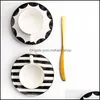 Ciotole Creativo Piatto in ceramica in bianco e nero Piatto principale Stoviglie occidentali Tazza da caffè Servizio da tavola Set Decorazione Drop Delivery Dhwvp