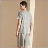 Men's Sleepwear 2023 Summer Plus Size Two-Pieces Men Casual Pajama Sets Modal Cotton Suit O-neck Collar T Shirt & Half Pants