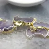Подвесные ожерелья луна форма аметист росковой кусочек подвески натуральные фиолетовые кварцевые хрустальные хрустальные плиты геоде