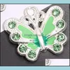 Charms 7Colors Elaw Butterfly Rhinestone 56pcs/Lot 22x35 mm hart zwevende kreeft klemps charme voor glazen wonen geheugen medelang 60 dhmew