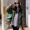 Damesjassen Plaid Motorfiets Jacket Dames Vintage Lamb Wol Korte Outerwear Vrouwelijke herfst Winter plus fluweel dikke pocket Warm jas