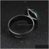 Solitaire Ring Oval Shape Bohemian Jewelry Natural Stone Healing Crystal For Women Charm Birthday Party Rings Adjustable Sta Dhgarden Dhuon