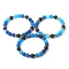 Perline 8Mm Matte Blue Stripe Agate Stone Beads Ematite Lava Strand Bracciali Per Donna Uomo Yoga Buddha Energia Gioielli Drop D Dhgarden Dh8Q1