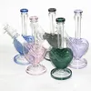 9 tum hjärtform Glasvatten bongs för grossisthoppor rosa färg dab oljeriggar bubbler med 14 mm skål manlig askfångare