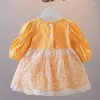 Mädchen Kleider Frühling Herbst Baby Kleid Nette Puff Sleeve Spitze Nähte Prinzessin Kleinkind Kinder Kleidung Kleinkinder