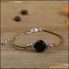 Charm Bracelets Trendy Agates Stone Bead Bracelet String Thread Rope For Women Men Wholesale Jewelry Gift Accessories Drop Delivery Otqlg