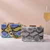 Dicke Kette Snake Print Clutch Tasche Frauen 2021 Mode Party Abend Schulter Taschen Luxus Geldbörse Serpentine Abendessen Bolsas Mujer 230202