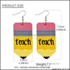 Charm Design Leather Earrings Math Teacher Pencil Water Drop Fashion Jewelry Graduation Season Gifts Delivery Otz1L