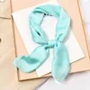 Scarves 70 70cm Solid Silk Handkerchief Small Hair Scarf Women Cute Plain Scarfs Female Fashion Neck For Ladies