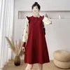 Casual Dresses One-Piece Christmas Winter Sweater Dress French Retro Long Sleeve Sweet Women Korean Fashion Knitting Female Vestido