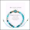 Bracelets de charme resina Drruzy Charms Natural Stone Agate Contas com Cart￣o Bra￧a Fatima Hamsa Bracelete de m￣o para partido de joalheria feminina G DHXDE