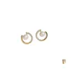 Stud Trendy Round Exquisite Pearl CSHaped Simple Oorrings For Women Fashion Crystal Jewelry 1809 T2 Drop Delivery DH0Y6