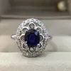 Кластерные кольца 18K золото 1.055CT Natural Sapphire Women Кольцо с 0,376CT Diamond Matend 2023